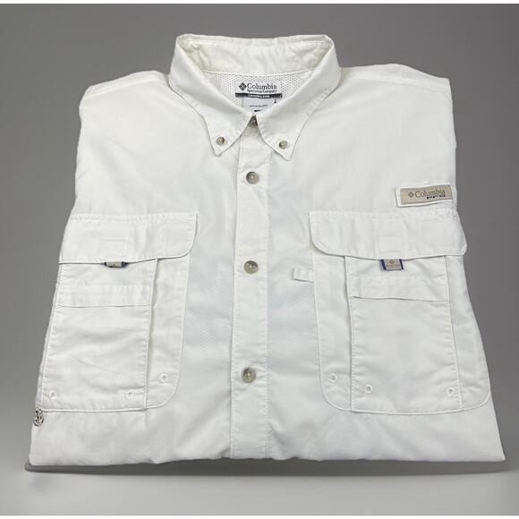 Columbia Men’s Bahama II Long Sleeve Button Up Shirt Large Tall Ivory PFG - Picture 1 of 12